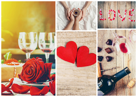 Collage of love and romance. Selective focus.の写真素材