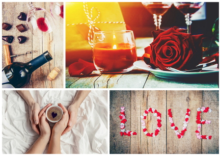 Collage of love and romance. Selective focus.の写真素材