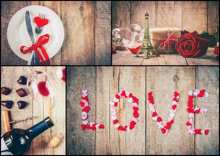 Collage of love and romance. Selective focus.の写真素材