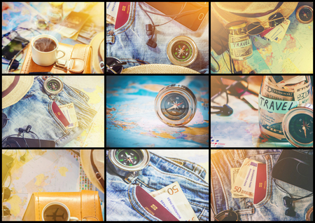 collage Travel. Selective focus. beautiful background nature.の写真素材