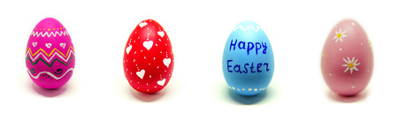 Collage perfect Easter eggs Hand Made. Selective focus.の写真素材