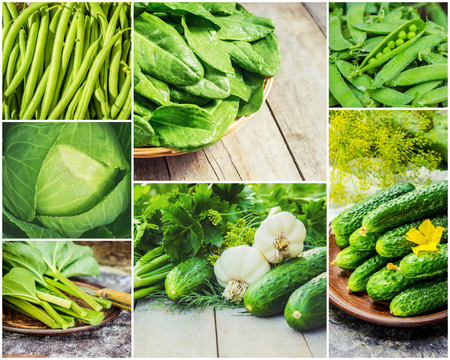 collage of fruits and vegetables in one photo.の写真素材