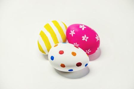 Perfect Easter eggs Hand Made. On white isolated background. Selective focus. food.の写真素材