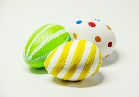 Perfect Easter eggs Hand Made. On white isolated background. Selective focus. food.の写真素材
