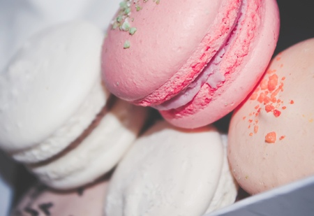 cake assorted macarons for a gift. Selective focus.