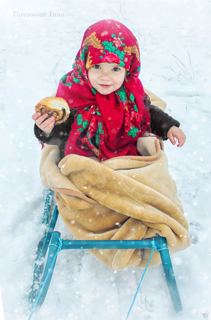 The child is winter. Selective focus. nature.の写真素材