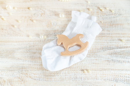 Beautiful background with the image of children's accessories and selective focus.の写真素材