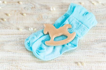 Beautiful background with the image of children's accessories and selective focus.