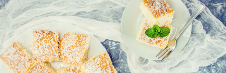 Cakes in coconut shavings. Selective focus. Food natureの写真素材