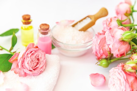 cosmetics with rose flower extract. Selective focus. natureの写真素材