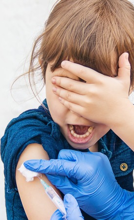 vaccination of children. An injection. Selective focus.