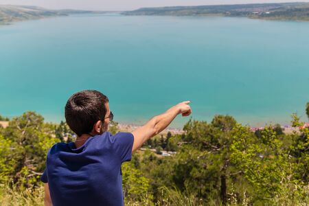 Tbilisi reservoir. View from above. People are watching. Selective focus. natureの写真素材