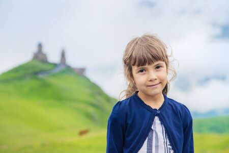 Kazbek Monastery. Sights of Georgia. Selective focus.の写真素材