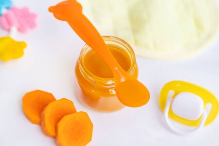 baby food in small jars. Selective focus. nature.