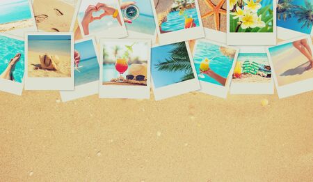 Travel concept collage. Sea vacation. Selective focus nature