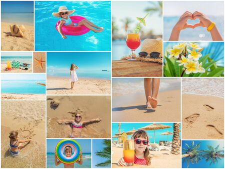 Travel concept collage. Sea vacation. Selective focus. natureの写真素材