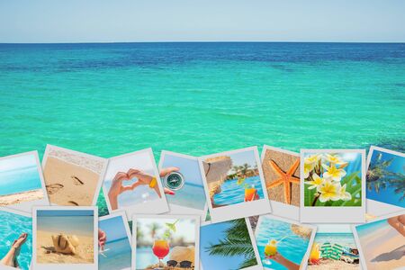 Travel concept collage. Sea vacation. Selective focus natureの写真素材