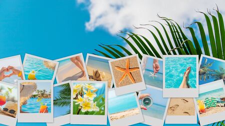 Travel concept collage. Sea vacation. Selective focus nature