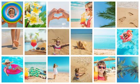 Travel concept collage. Sea vacation. Selective focus. natureの写真素材