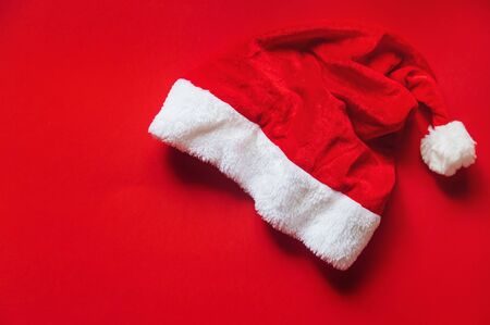 Christmas background in red. New Year. Selective focus. nature.の写真素材