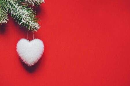 Christmas background in red. New Year. Selective focus. nature.の写真素材