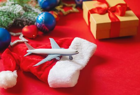 Christmas background in red. Travel. Selective focus natureの写真素材