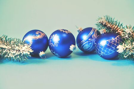 Christmas background and decor. New Year. Selective focus. Holiday.の写真素材