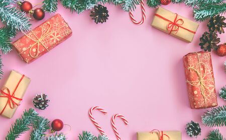 Christmas background and decor. New Year. Selective focus. Holiday.の写真素材