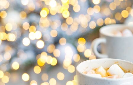 Christmas Cocoa with marshmallows. Holiday. Selective focus. nature.の写真素材