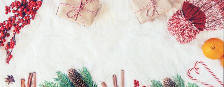 Christmas background. happy New Year. Selective focus Holidayの写真素材