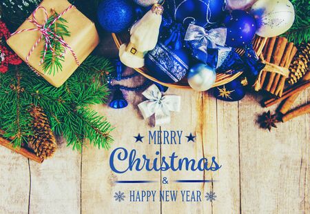 Christmas background. happy New Year. Selective focus Holidayの写真素材