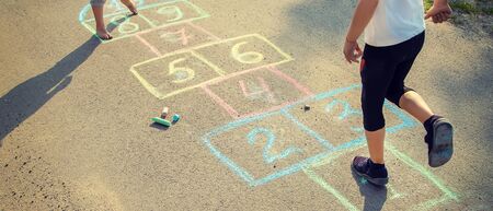 street children's games in classics. Selective focus. nature.の写真素材