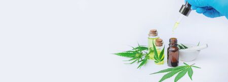 Cannabis herb and leaves for treatment broth, tincture, extract, oil. Selective focus. natureの写真素材