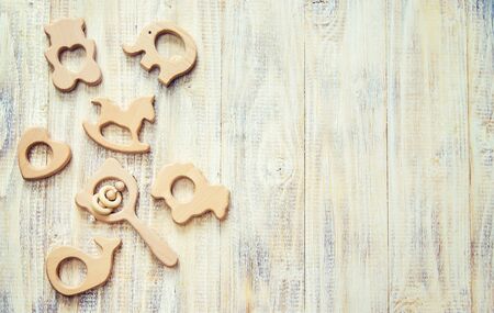 Children's toy and accessories on a light background. Selective focus. nature.の写真素材