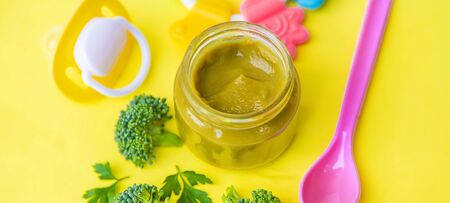 baby food in small jars. Selective focus. nature.の写真素材