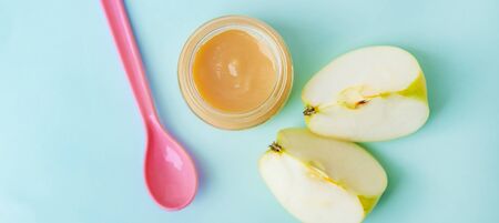 baby food in small jars. Selective focus. nature.の写真素材