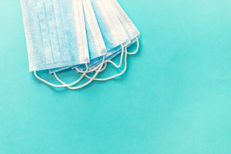 Coronavirus. Remedies. Masks on a blue background. Selective focus medicine