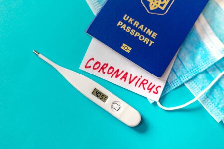 Coronavirus the concept of a ban on flights between countries. International passport. Selective focus. the medicineの写真素材