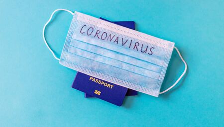 Coronavirus the concept of a ban on flights between countries. International passport. Selective...