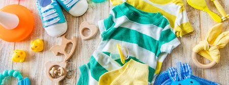 Baby clothes and accessories for the newborn. Selective focus. nature.の写真素材