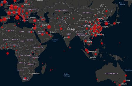 World map of Coronavirus Covid-19 , Close-up countries with Covid-19, Covid 19 map confirmed cases...