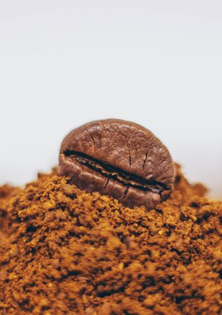 Coffee beans roasted close-up. Drink. Selective focus. Food.の写真素材