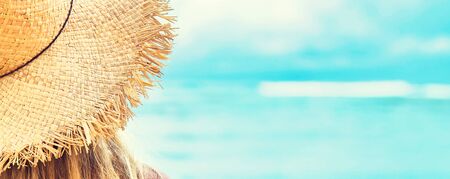 Girl on the beach by the ocean. Selective focus. nature.