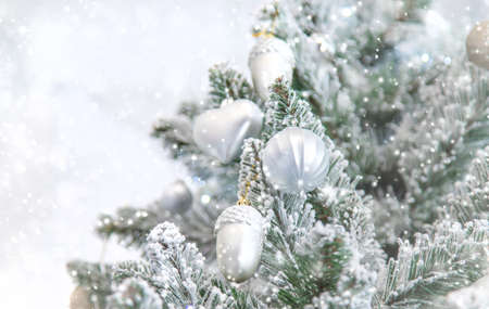 Merry Christmas, Holidays greeting card background. Selective focus. nature.