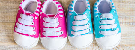 Baby booties and heart on a light background. Selective focus. nature.の写真素材