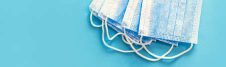 Coronavirus. Remedies. Masks on a blue background. Selective focus medicine