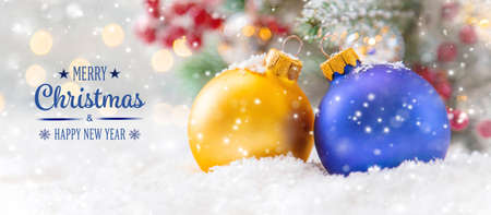 Merry Christmas Holidays greeting card background. Selective focus. nature.