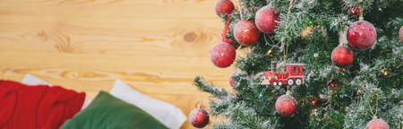 Merry Christmas, Holidays greeting card background. Selective focus. nature.の写真素材