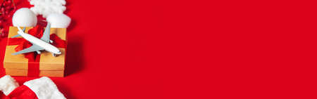 Christmas background in red. Travel. Selective focus nature