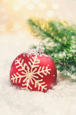 Christmas background and beautiful decor. New Year. Selective focus. Holiday.の写真素材